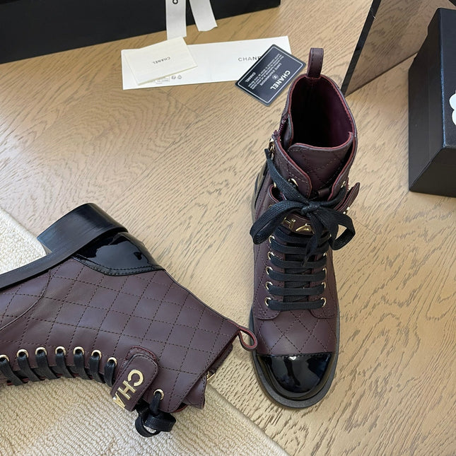 ALPHABET MARTIN BOOTS IN BRUNETTE BROWN MIX BLACK LAMBSKIN