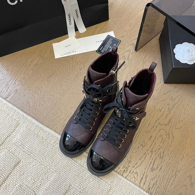 ALPHABET MARTIN BOOTS IN BRUNETTE BROWN MIX BLACK LAMBSKIN
