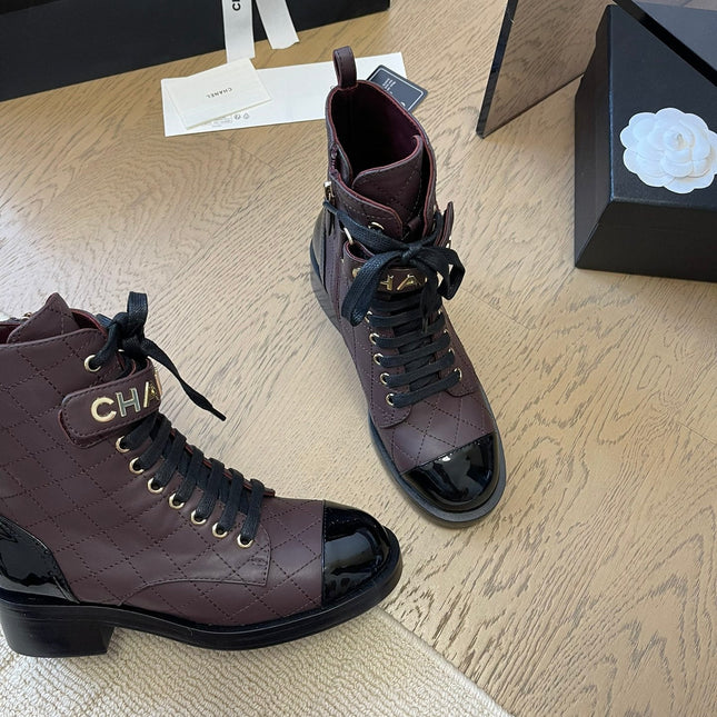 ALPHABET MARTIN BOOTS IN BRUNETTE BROWN MIX BLACK LAMBSKIN