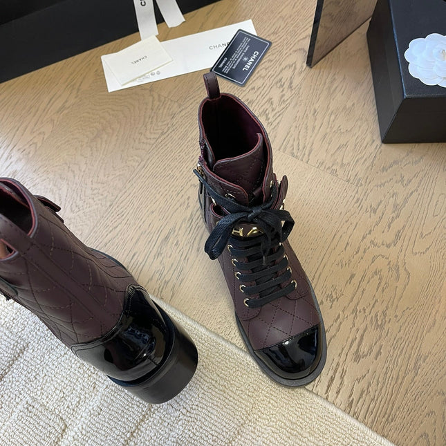 ALPHABET MARTIN BOOTS IN BRUNETTE BROWN MIX BLACK LAMBSKIN