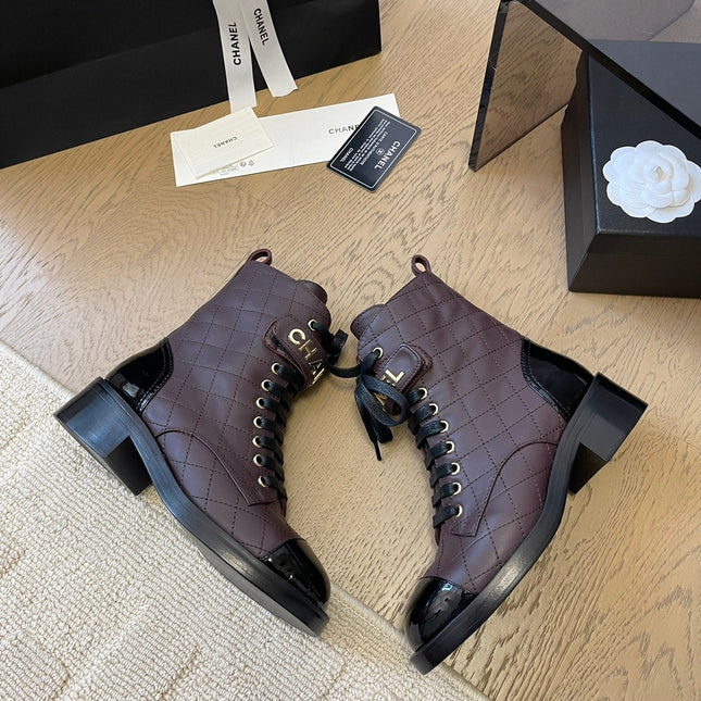 ALPHABET MARTIN BOOTS IN BRUNETTE BROWN MIX BLACK LAMBSKIN