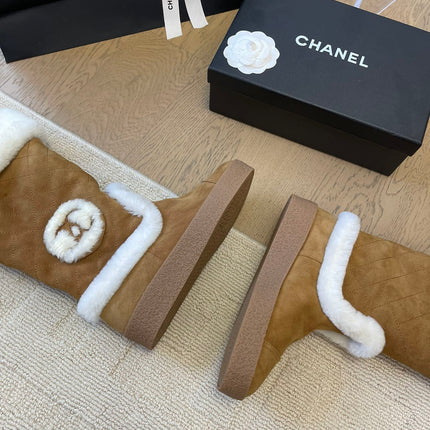 HIGH BOOTS IN CIDER BROWN SUEDE AND FLEECE LINING