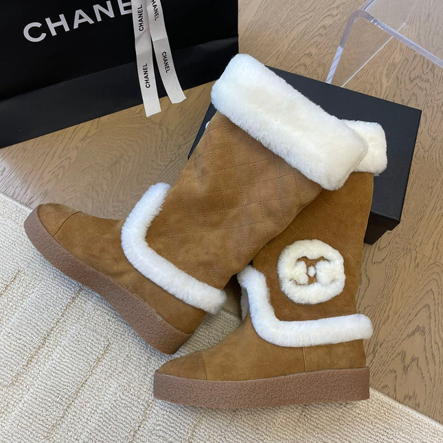 HIGH BOOTS IN CIDER BROWN SUEDE AND FLEECE LINING