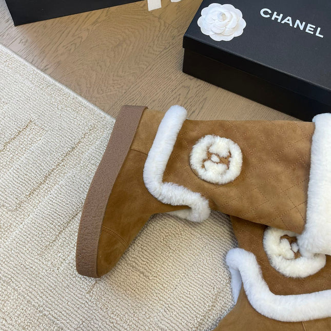 HIGH BOOTS IN CIDER BROWN SUEDE AND FLEECE LINING