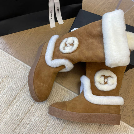 HIGH BOOTS IN CIDER BROWN SUEDE AND FLEECE LINING
