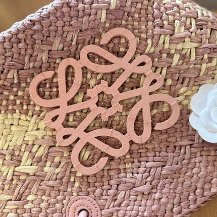 LOE SMALL ANAGRAM BASKET 28 BAG IN TURKISH ROSE IRACA PALM AND CALFSKIN