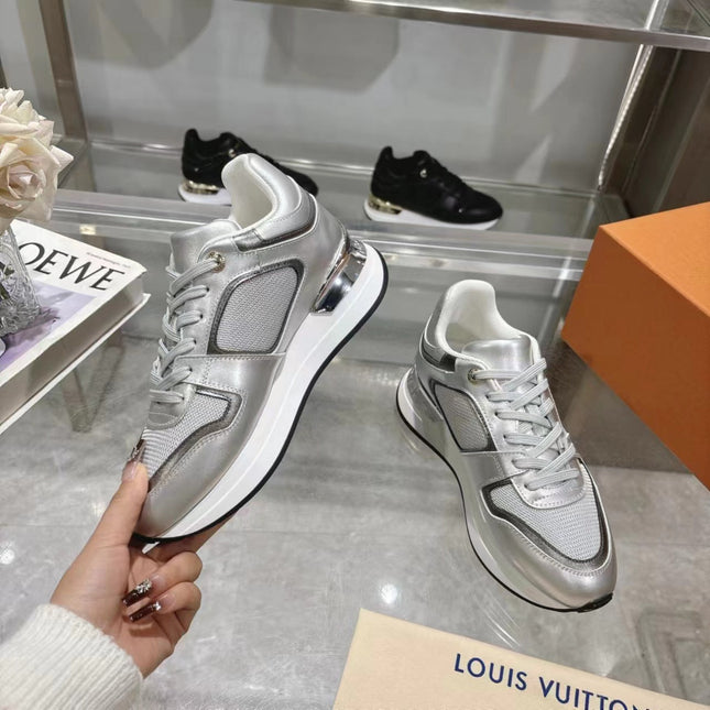 SNEAKERS IN WHITE MIX SILVER MESH AND CALFSKIN