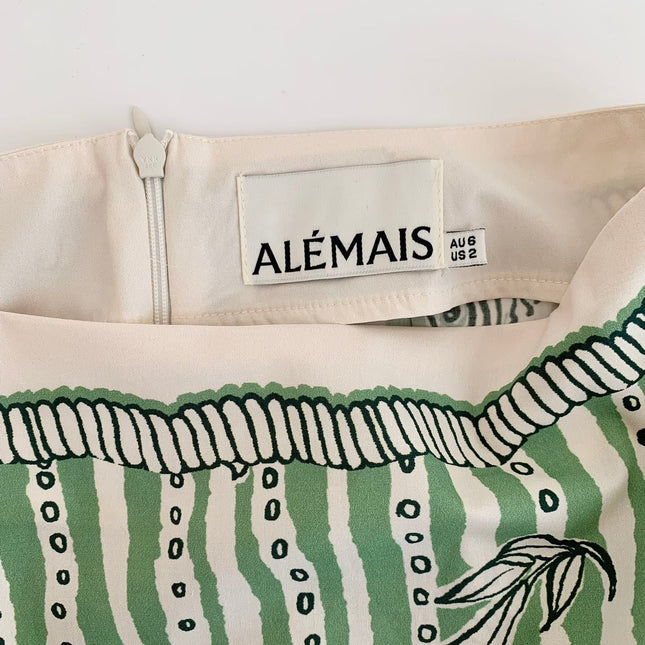 ALEMAIS FLOWY LONG SKIRT IN GREEN MIX WHITE 267465
