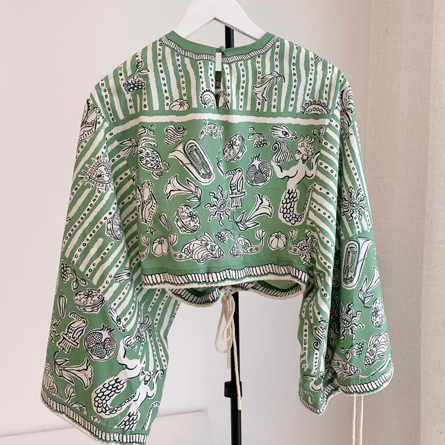 ALEMAIS PRINTED TOP IN GREEN MIX WHITE 267466