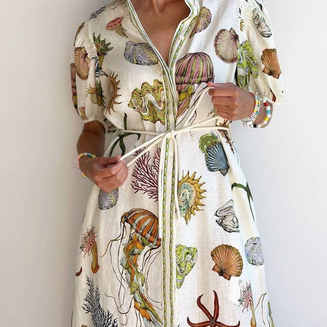 ALEMAIS LONG DRESS WITH OCEAN-INSPIRED PRINT 267469