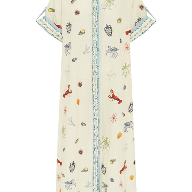 ALEMAIS LONG SHIRT DRESS WITH BELT AND OCEAN-INSPIRED PRINT 267458