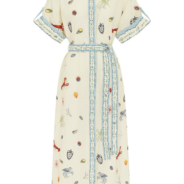 ALEMAIS LONG SHIRT DRESS WITH BELT AND OCEAN-INSPIRED PRINT 267458
