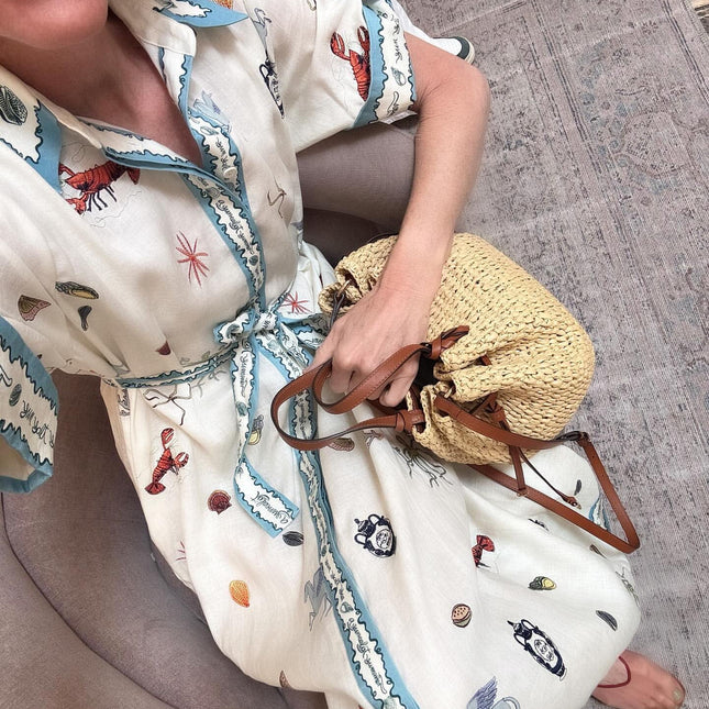 ALEMAIS LONG SHIRT DRESS WITH BELT AND OCEAN-INSPIRED PRINT 267458