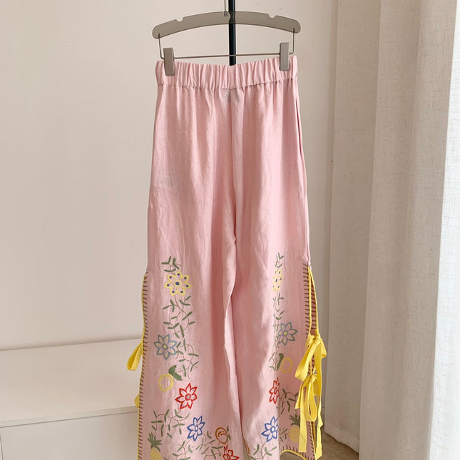 ALEMAIS FLORAL EMBROIDERED SET IN LIGHT PINK 267456