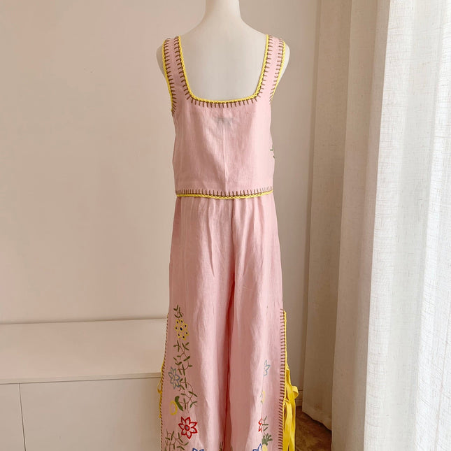 ALEMAIS FLORAL EMBROIDERED SET IN LIGHT PINK 267456