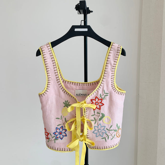 ALEMAIS FLORAL EMBROIDERED SET IN LIGHT PINK 267456