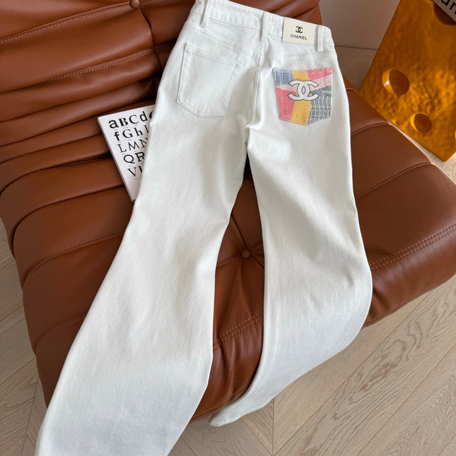 CC 25 Flared Jean White Elastic Fabric