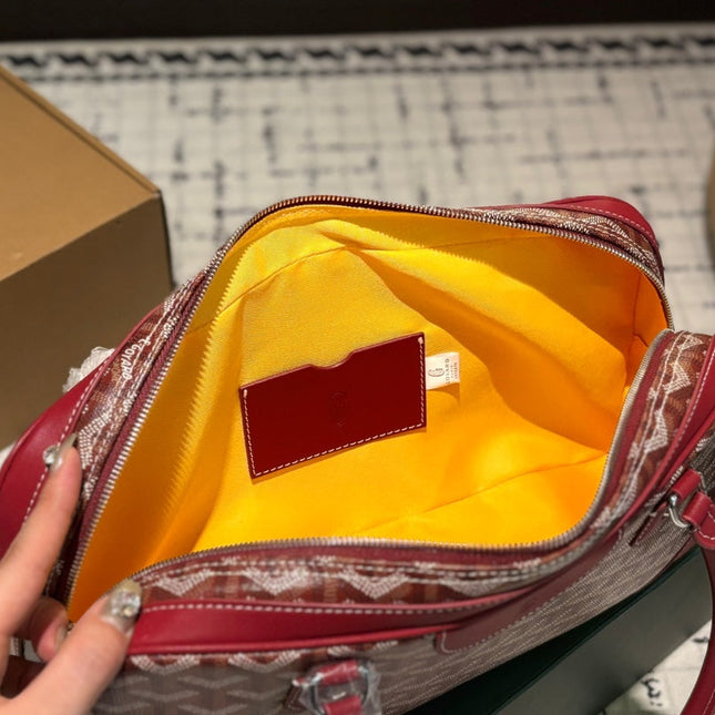 SAINT MARTIN BAG 35 IN BURGUNDY RED GOYARDINE CANVAS AND CALFSKIN