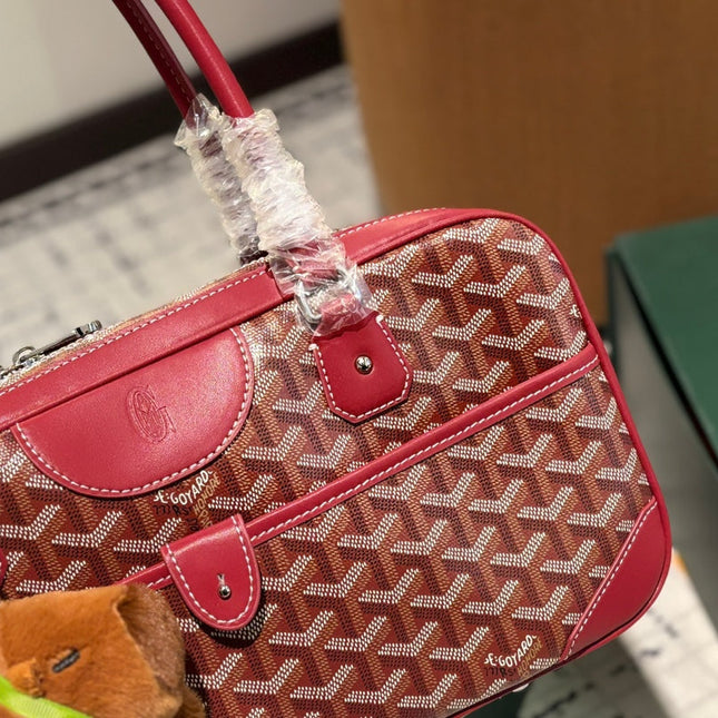 SAINT MARTIN BAG 35 IN BURGUNDY RED GOYARDINE CANVAS AND CALFSKIN