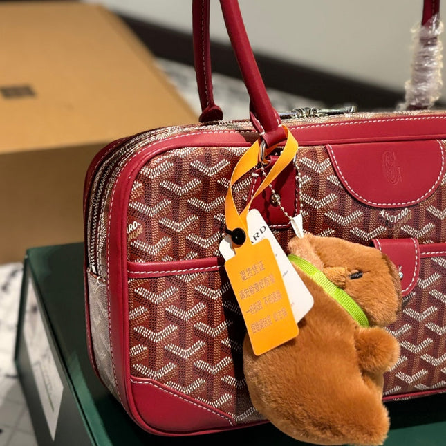 SAINT MARTIN BAG 35 IN BURGUNDY RED GOYARDINE CANVAS AND CALFSKIN