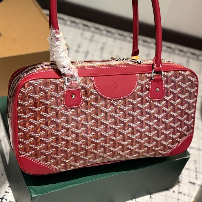 SAINT MARTIN BAG 35 IN BURGUNDY RED GOYARDINE CANVAS AND CALFSKIN