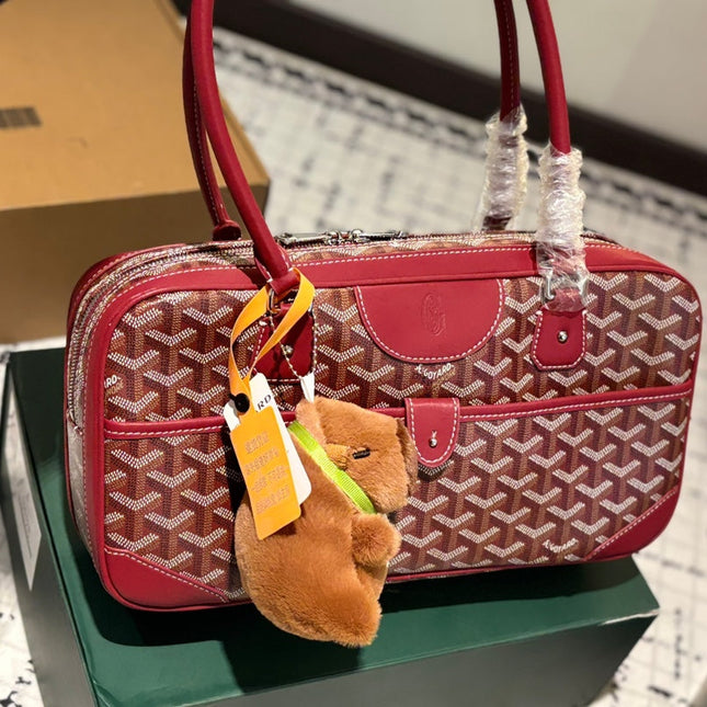 SAINT MARTIN BAG 35 IN BURGUNDY RED GOYARDINE CANVAS AND CALFSKIN