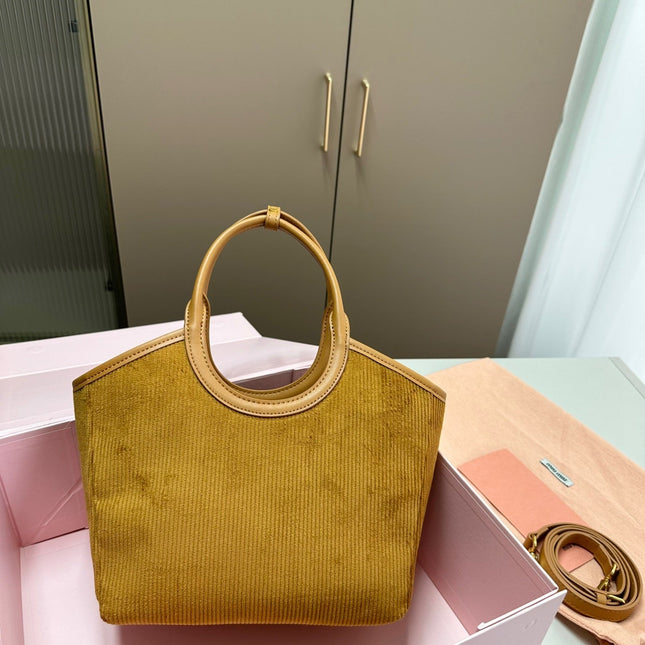 SMALL SHOPPING BAG 22 IN PEANUT BROWN CORDUROY