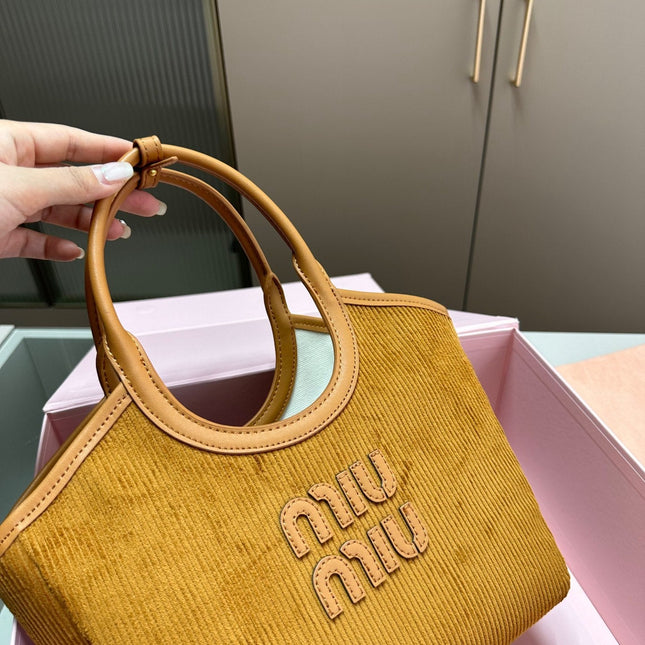 SMALL SHOPPING BAG 22 IN PEANUT BROWN CORDUROY