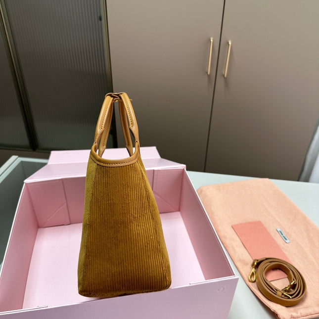 SMALL SHOPPING BAG 22 IN PEANUT BROWN CORDUROY