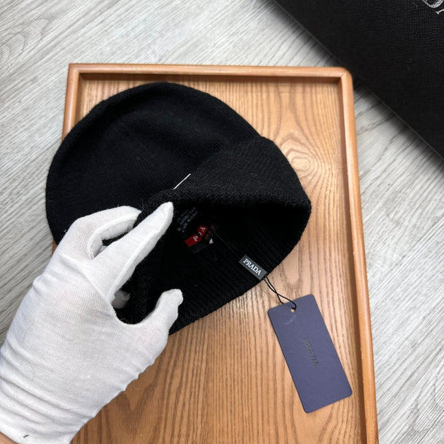 BEANIE HAT IN BLACK WOOL AND RABBIT FUR 342038