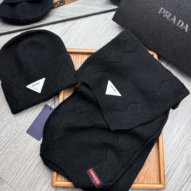 SET SCARF AND HAT IN BLACK WOOL AND RABBIT FUR 397410