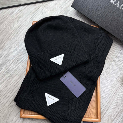 SET SCARF AND HAT IN BLACK WOOL AND RABBIT FUR 397410