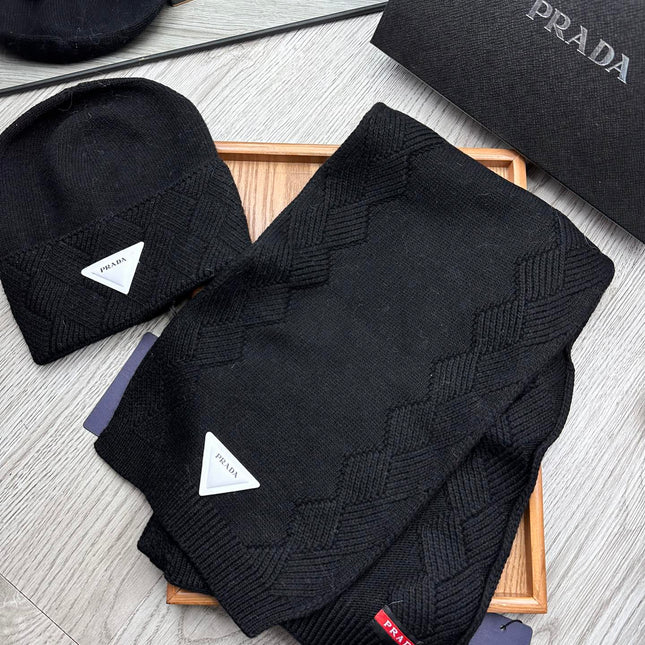SET SCARF AND HAT IN BLACK WOOL AND RABBIT FUR 397410