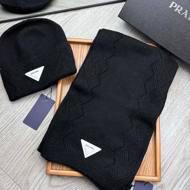 SET SCARF AND HAT IN BLACK WOOL AND RABBIT FUR 397410