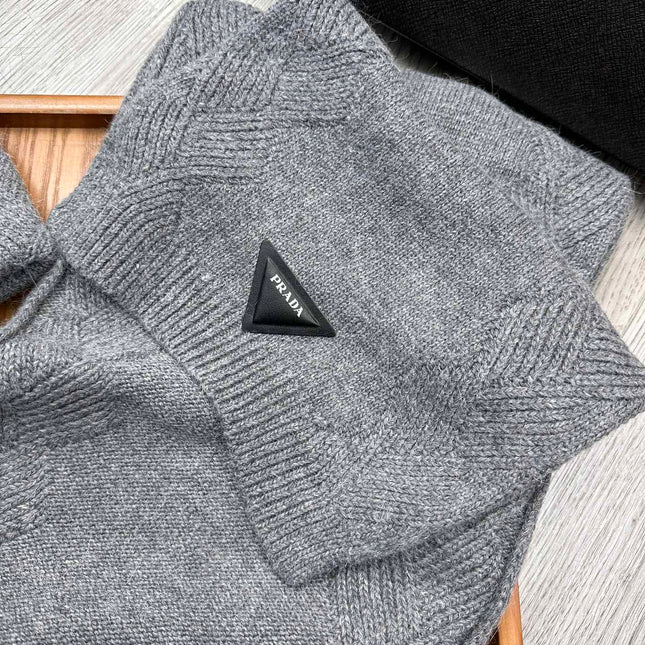 SET SCARF AND HAT IN RHINO GRAY WOOL AND RABBIT FUR 397407