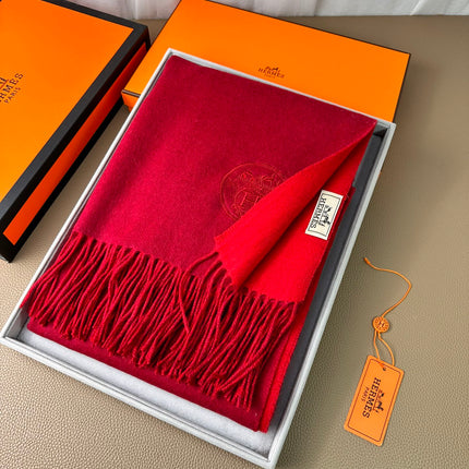 DOUBLE-FACE SCARF 200 CM IN CRIMSON RED CASHMERE