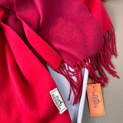 DOUBLE-FACE SCARF 200 CM IN CRIMSON RED CASHMERE