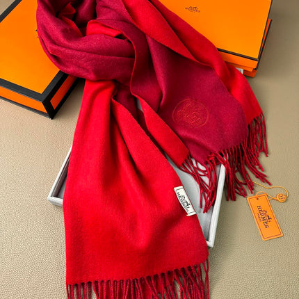 DOUBLE-FACE SCARF 200 CM IN CRIMSON RED CASHMERE