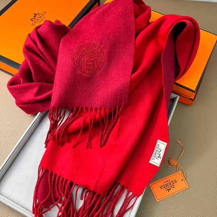 DOUBLE-FACE SCARF 200 CM IN CRIMSON RED CASHMERE