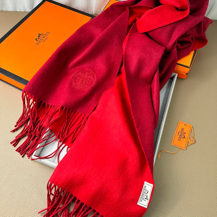 DOUBLE-FACE SCARF 200 CM IN CRIMSON RED CASHMERE