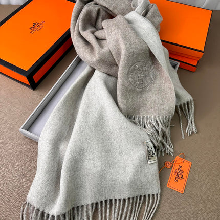 DOUBLE-FACE SCARF 200 CM IN GREY CASHMERE