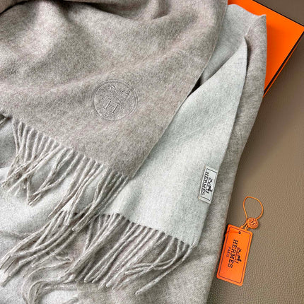 DOUBLE-FACE SCARF 200 CM IN GREY CASHMERE