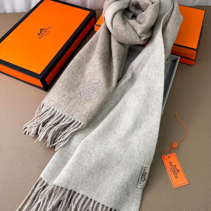 DOUBLE-FACE SCARF 200 CM IN GREY CASHMERE