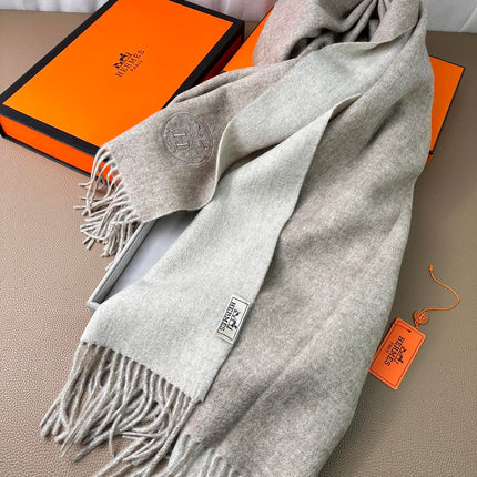 DOUBLE-FACE SCARF 200 CM IN GREY CASHMERE