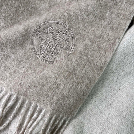 DOUBLE-FACE SCARF 200 CM IN GREY CASHMERE