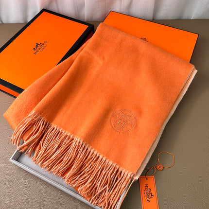 DOUBLE-FACE SCARF 200 CM IN TIGER ORANGE CASHMERE