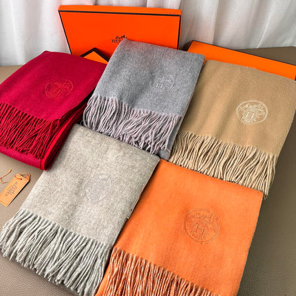 DOUBLE-FACE SCARF 200 CM IN TIGER ORANGE CASHMERE