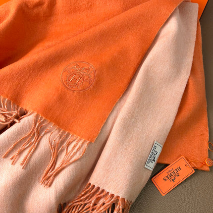DOUBLE-FACE SCARF 200 CM IN TIGER ORANGE CASHMERE
