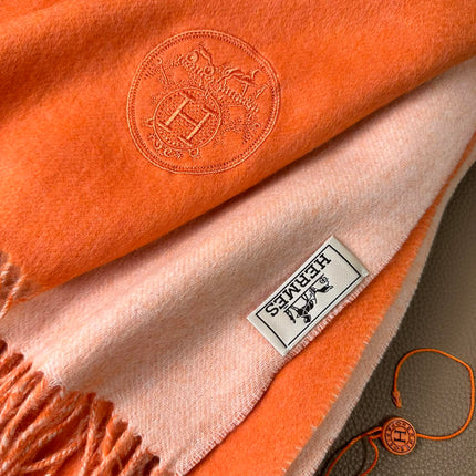 DOUBLE-FACE SCARF 200 CM IN TIGER ORANGE CASHMERE