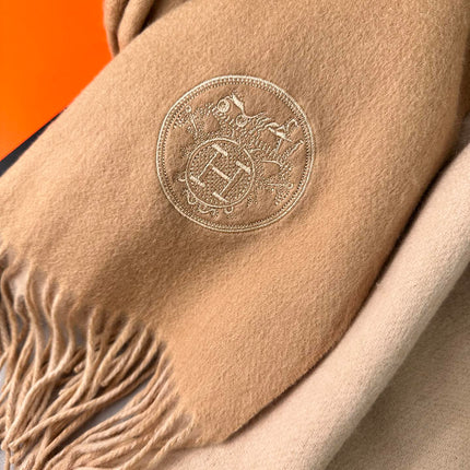DOUBLE-FACE SCARF 200 CM IN CAMEL BROWN CASHMERE